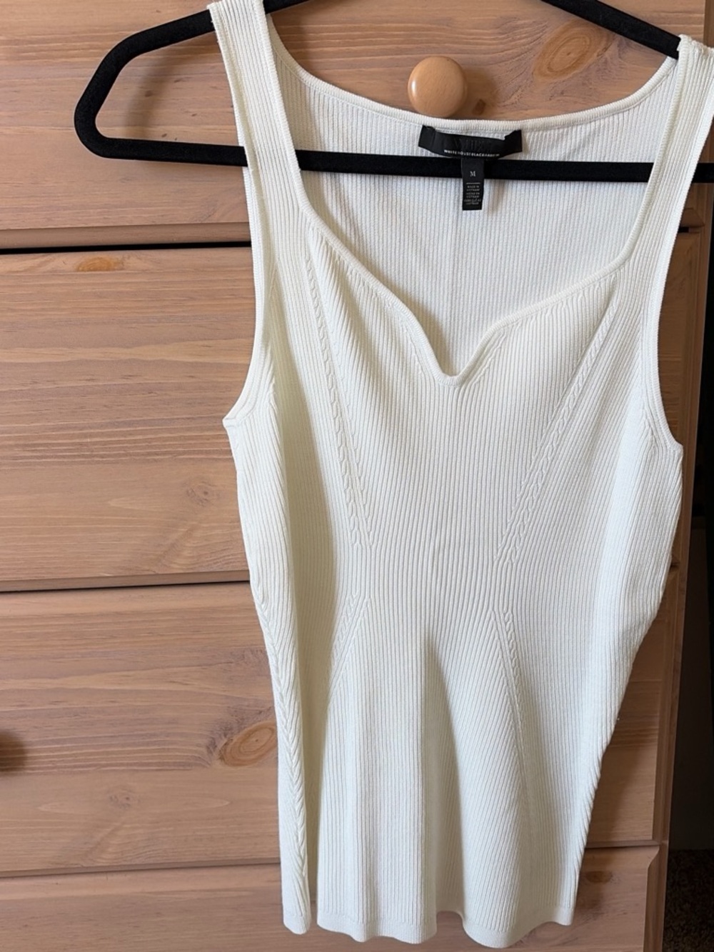 White House Black Market Cream Ribbed Sweetheart sweater tank